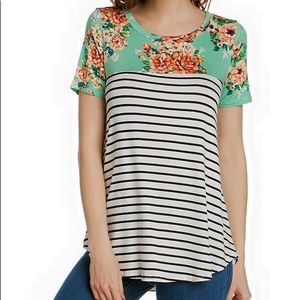 Floral striped tee